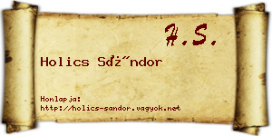 Holics Sándor névjegykártya